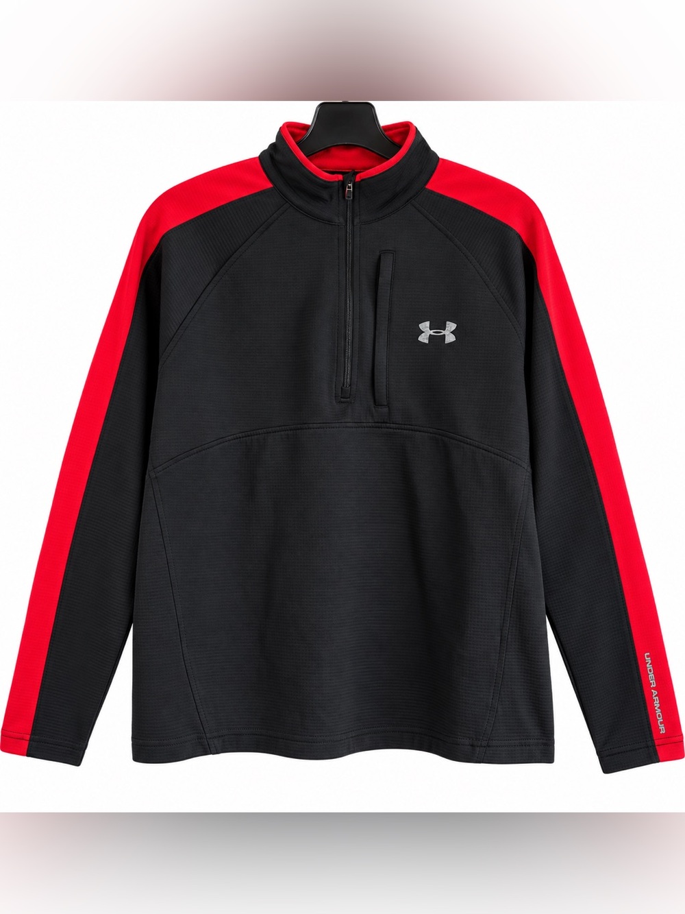 Under Armour Men’s Medium Black Red 1/4 Zip Pullover Athletic Top